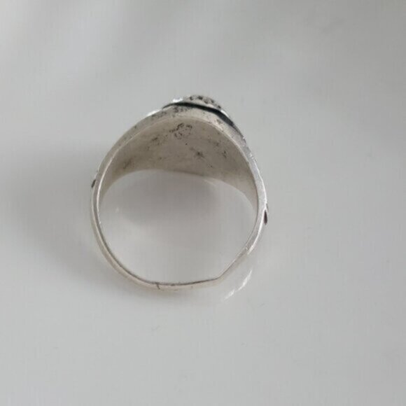 Men's 80s Academia Prep Sterling Silver Blue Topaz Signet School Cigar Ring  10 - Picture 6 of 6